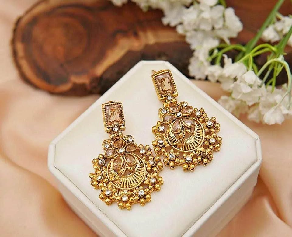Gold Floral Statement Earrings